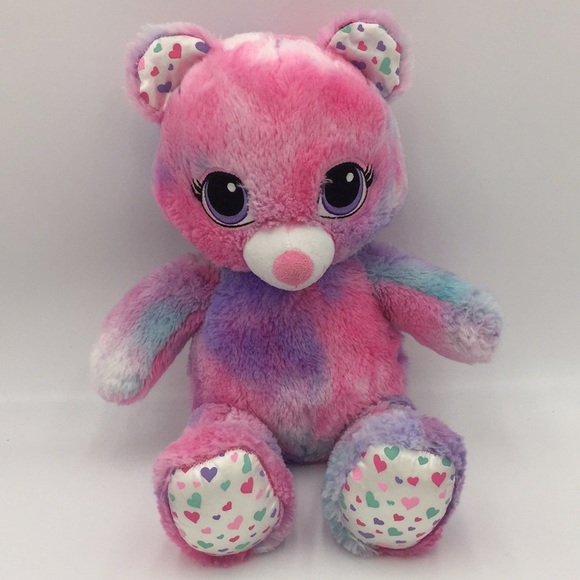 Build A Bear Cotton Candy Bear Pastel Swirl Plush Stuffed Animal BAB Hea… - Picture 1 of 11